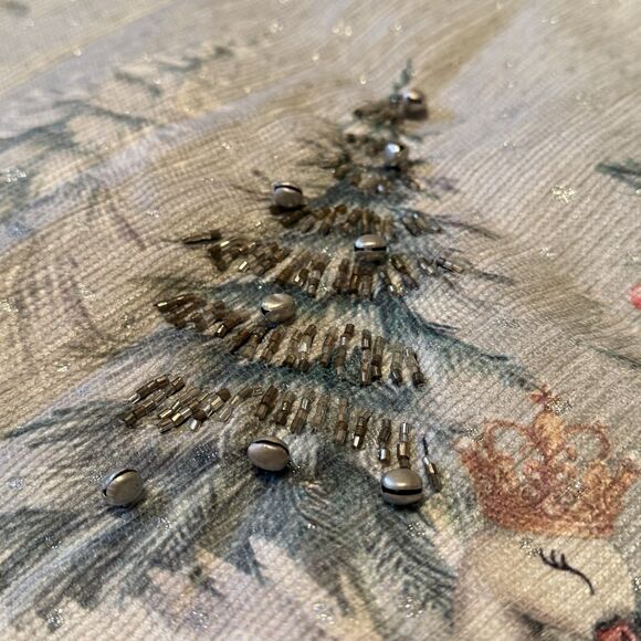 Rachel Ashwell Christmas Tree Skirt Beaded Swan Prince/Princess Blue Green 52" - Picture 5 of 9